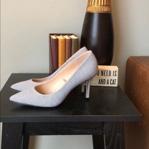 Brand New Navy and White Stripe Heels